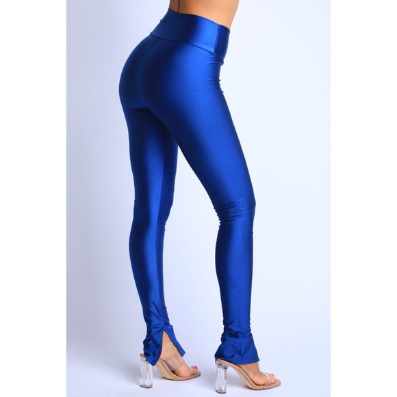 Boutique Pants - Women's Zipper Front Slit Flare Fit Leggings Yoga Blue Mocha Olive S M L
